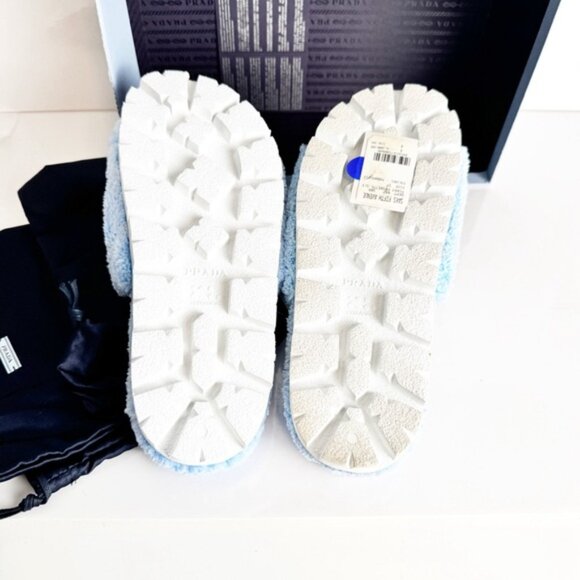 Prada Terry Cloth Logo Slides in light blue size 37 - Picture 4 of 7